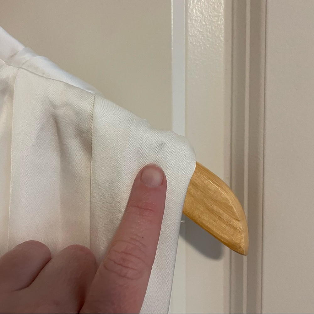 NWT Lulus Distinctive Charm White Satin Asymmetrical Midi Dress Size Large FLAW - Picture 12 of 13